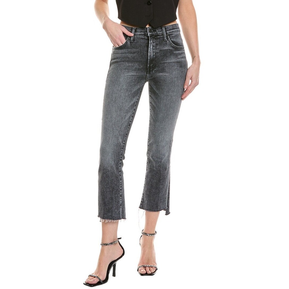 Mother The Insider Crop Step Fray Jeans Train Stops Black Wash Size 26